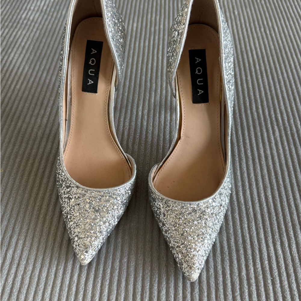 Aqua Silver Glitter Women's Shoes